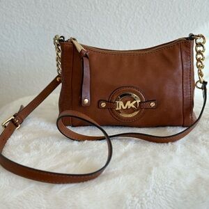 Michael Kors Tan Leather Crossbody Bag with Gold Accents